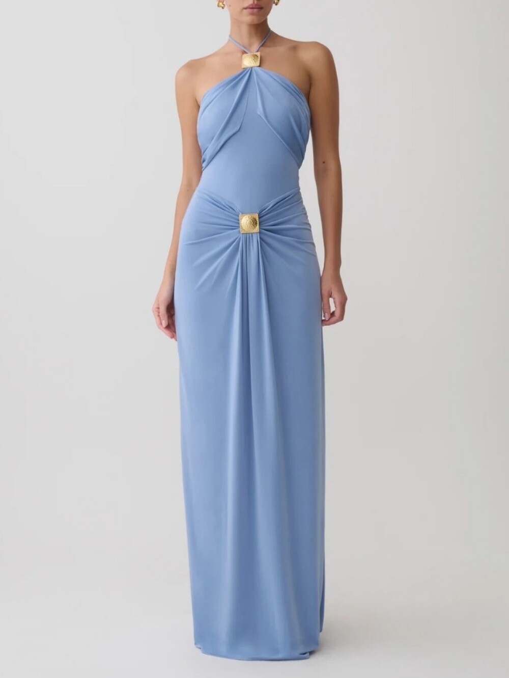 Meshki Quincy Halter Maxi Dress With Hardware Cornflower Blue Size XS